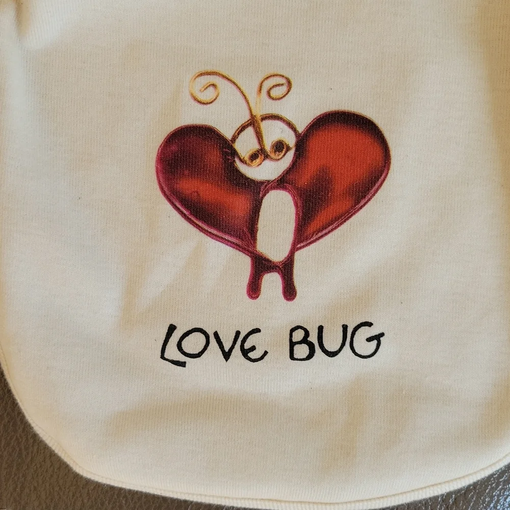 Kee - Ka Love bug organic cotton bib and burp cloth set.